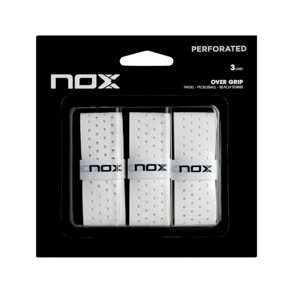 Overgrip de pádel Nox PRO blanco perforado, blíster de 3 unidades