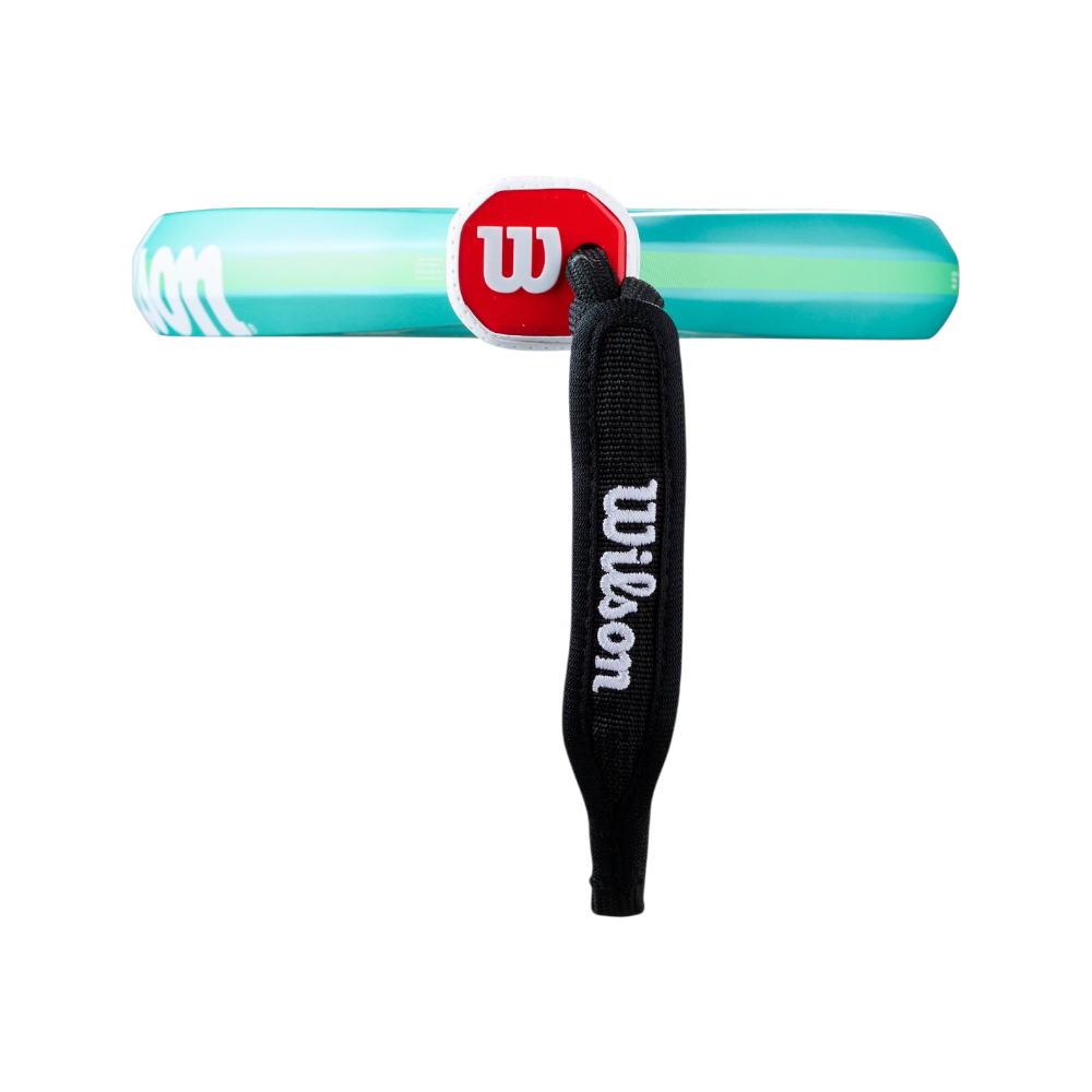 Pala Wilson Blade LS V4 Menta 2026 — detalle del protector y el cordón