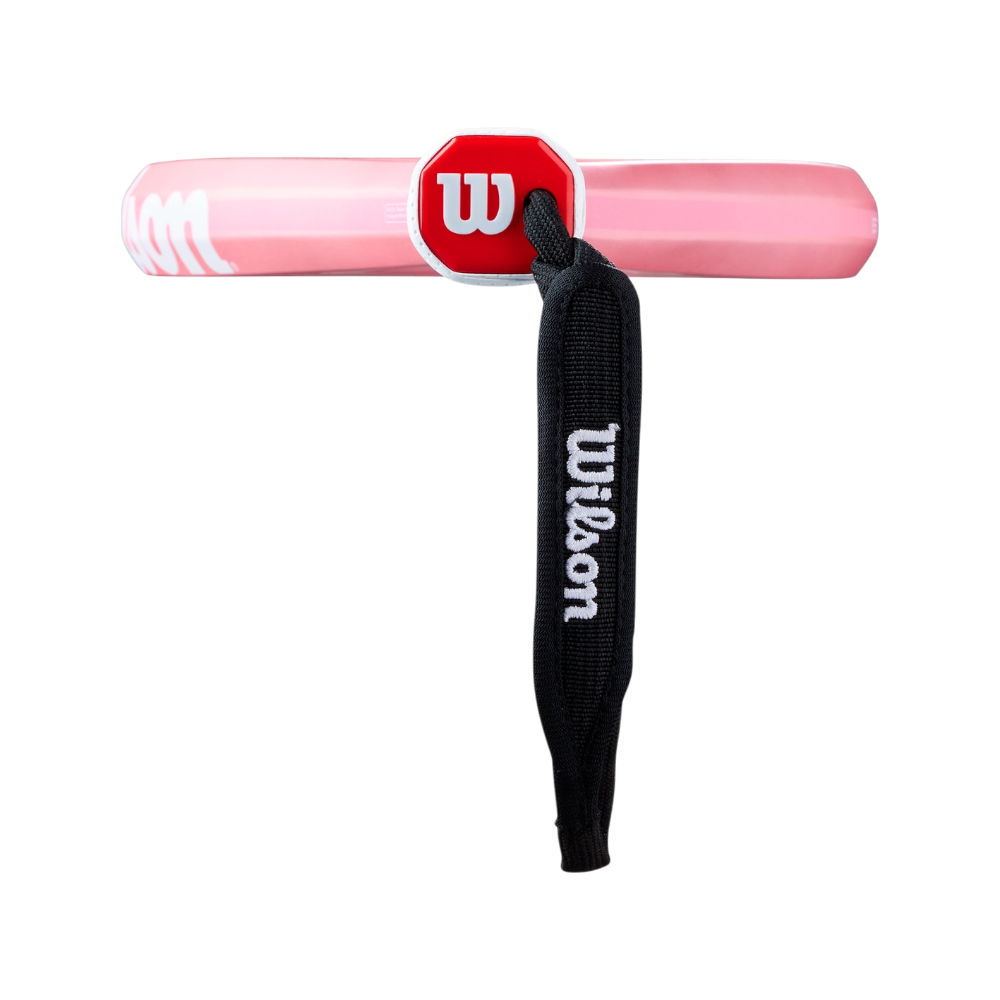 Pala Wilson Blade LS V4 Rosa 2026 — detalle del protector y el cordón