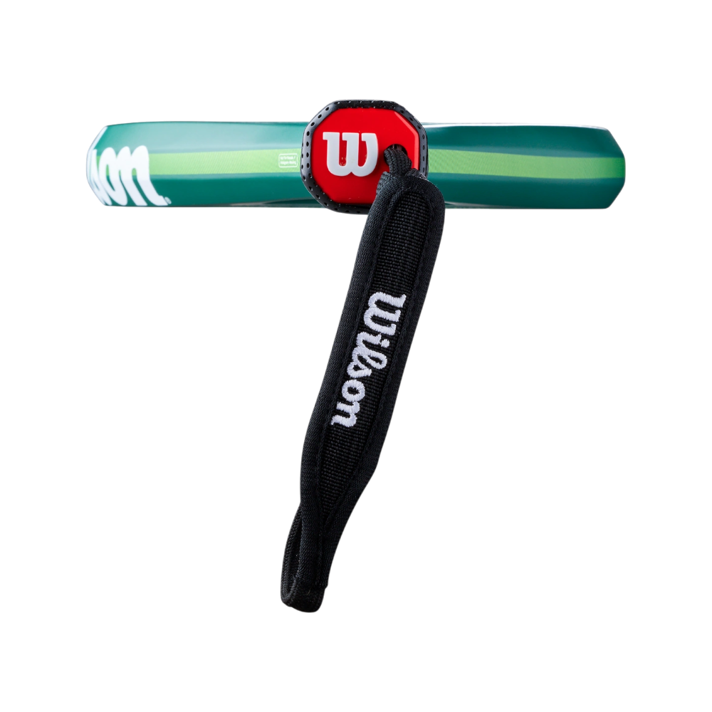 Pala Wilson Blade V4 Verde 2026 — detalle del protector y el cordón
