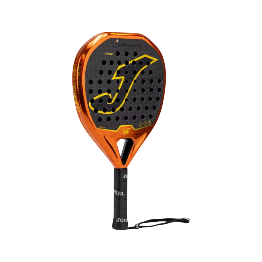Pala de pádel Blast Pro SFT naranja y negro, vista inclinada
