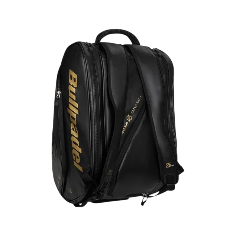 Paletero Bullpadel Flow 2026 negro y dorado, vista 2