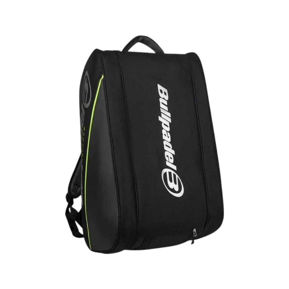 Paletero Bullpadel Advance 2026 negro y verde lima, vista 3
