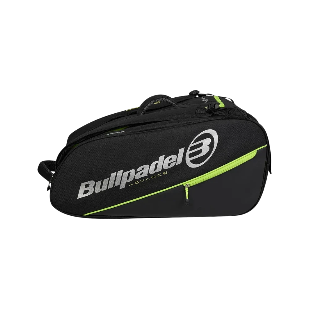 Paletero Bullpadel Advance 2026 negro y verde lima, vista principal