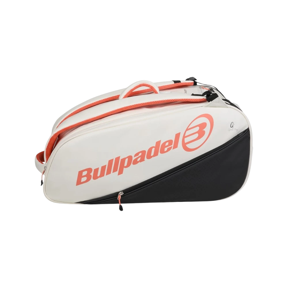 Paletero Bullpadel Elite 2026 blanco y naranja, vista principal