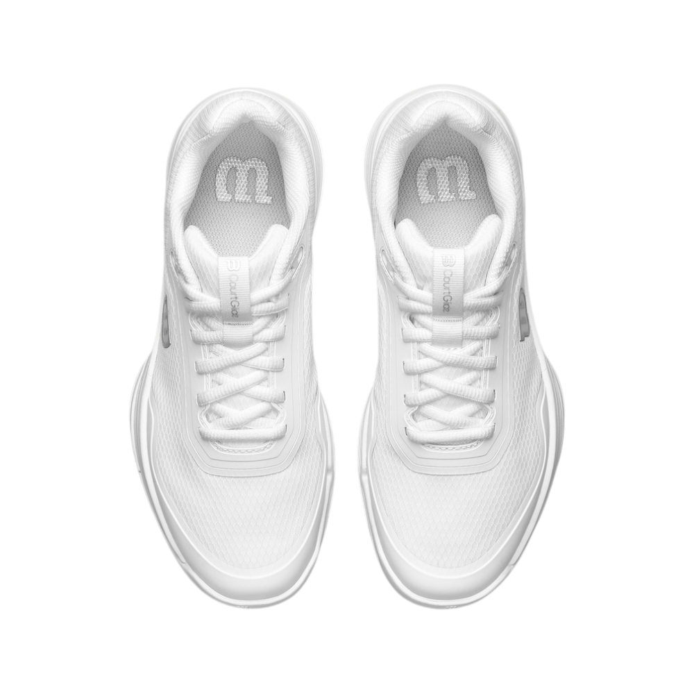 Zapatillas de pádel Wilson Courtglide de mujer en blanco/plata, vista superior