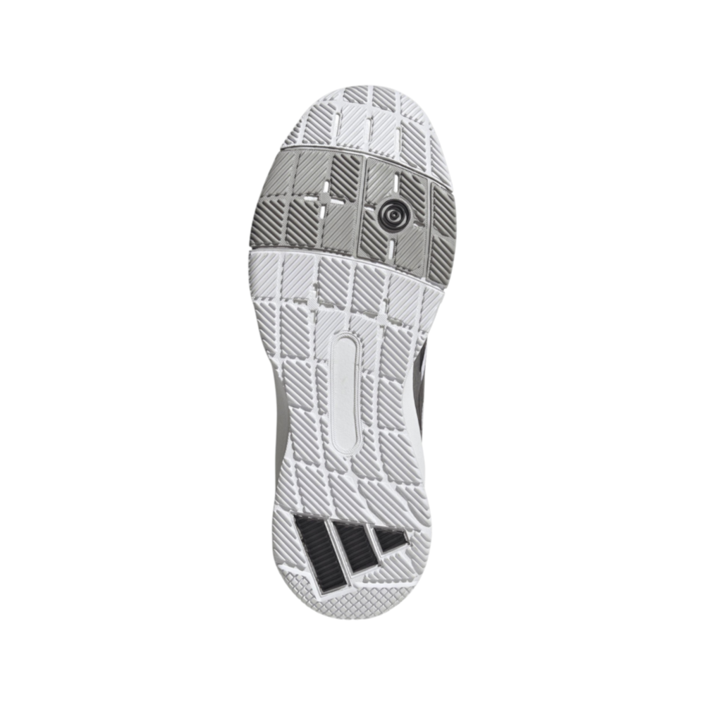 Zapatillas de pádel Adidas Crazyquick LS de hombre en blanco/negro/plata, detalle de la suela