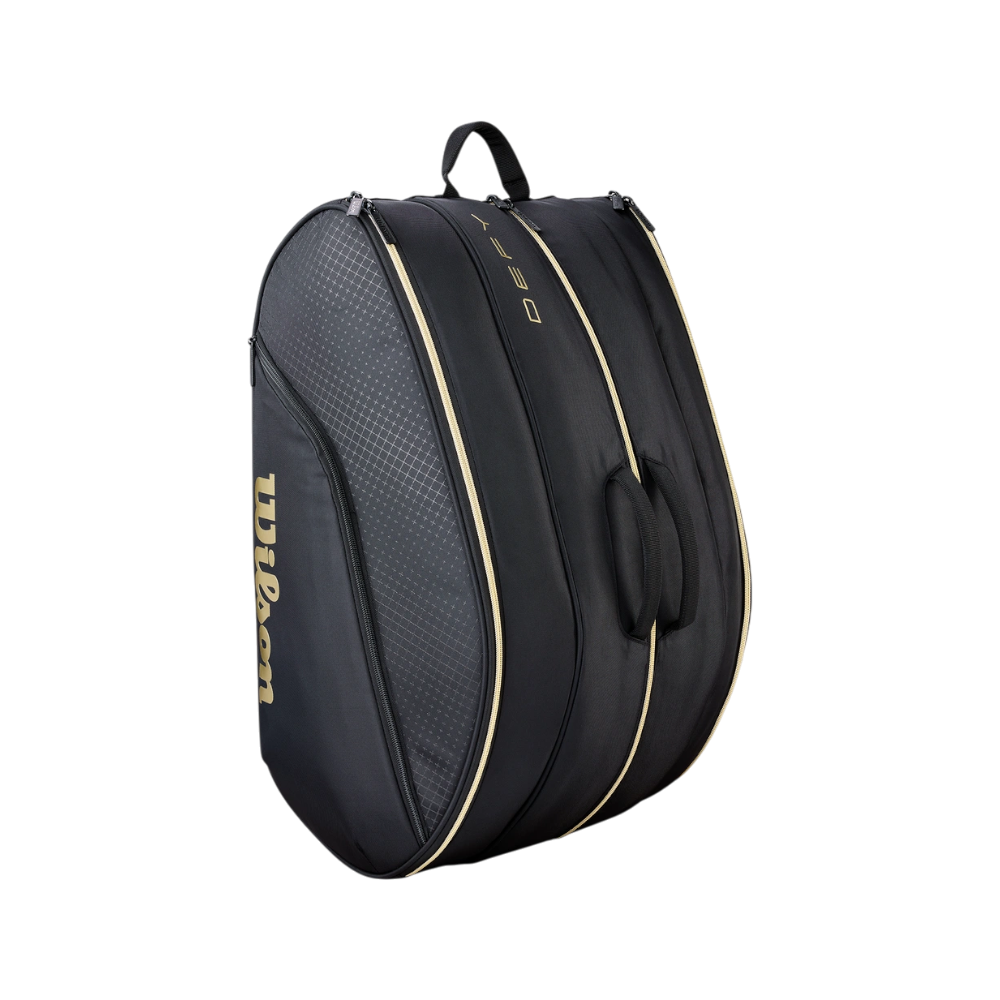 Paletero de pádel Wilson Defy V1 en negro/dorado, otra vista