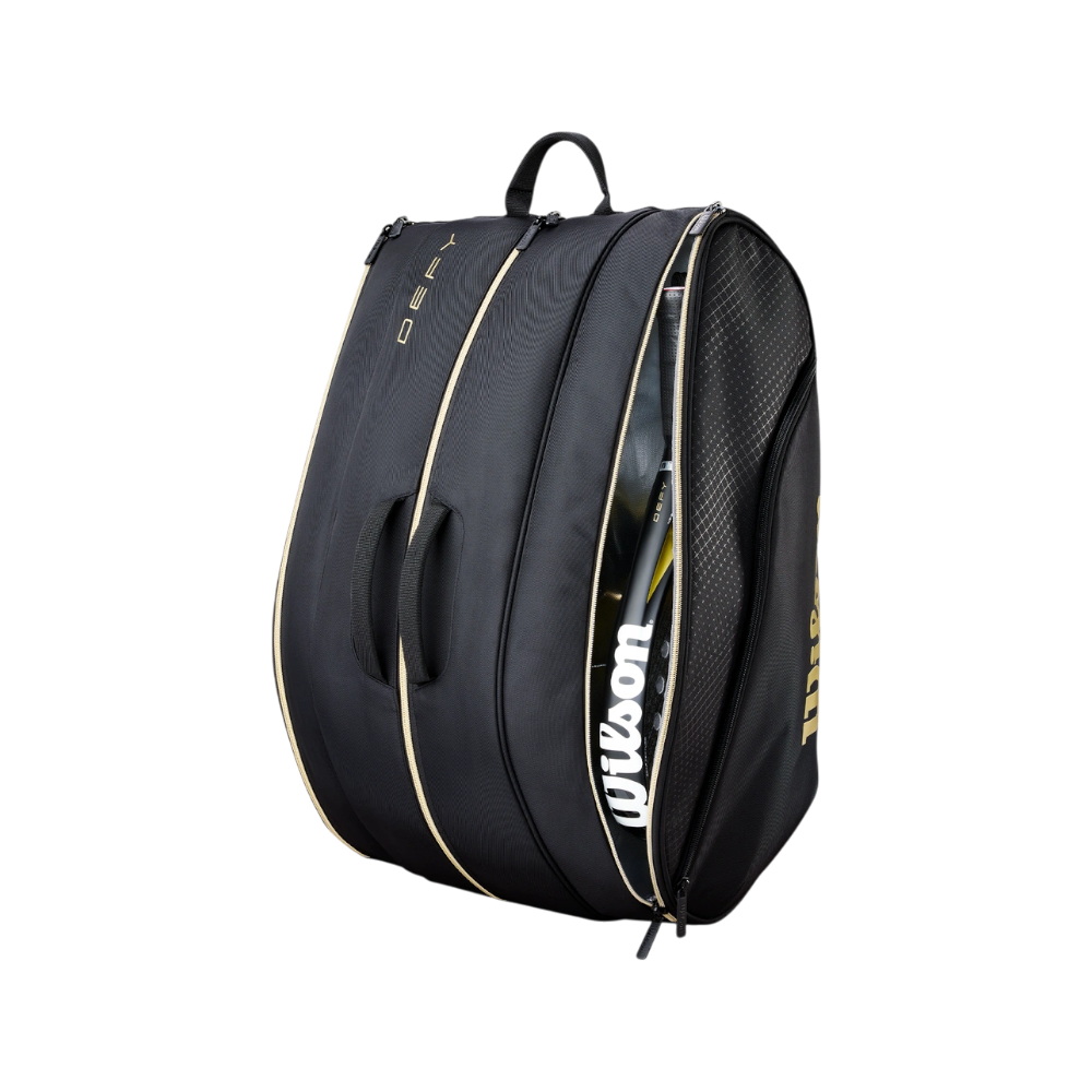 Paletero de pádel Wilson Defy V1 en negro/dorado, vista adicional