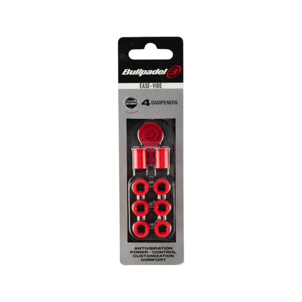 Antivibrador Bullpadel Ease Vibe rojo blíster 4 unidades