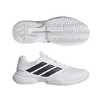 Zapatillas de pádel Adidas Gamecourt 3 de hombre en blanco, vista lateral y suela