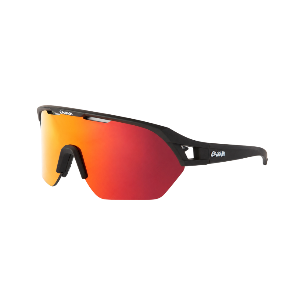 Gafas deportivas Eassun Glen en negro mate/rojo revo