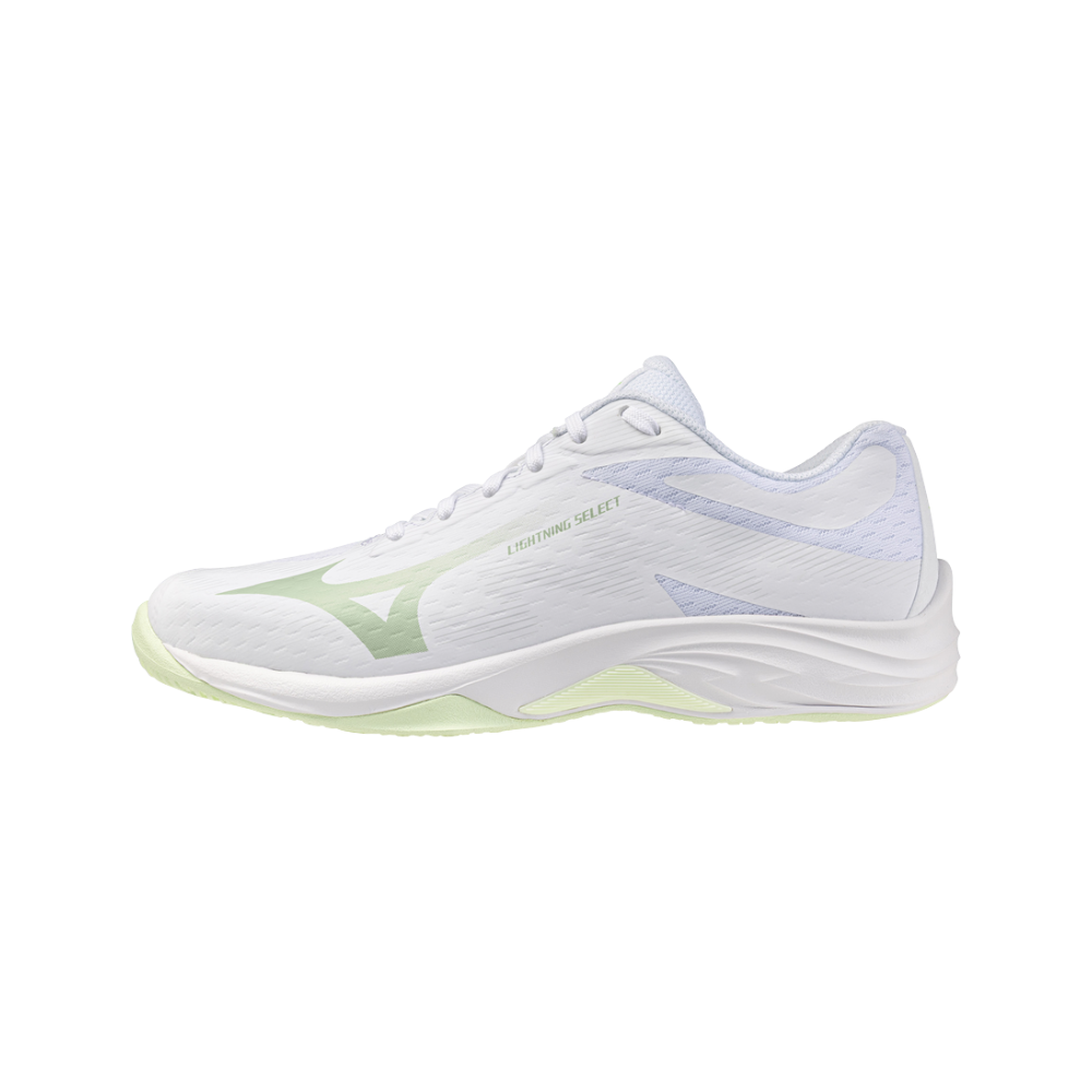 Zapatillas Mizuno Lightning Select Mujer Blanco/Aqua — vista lateral