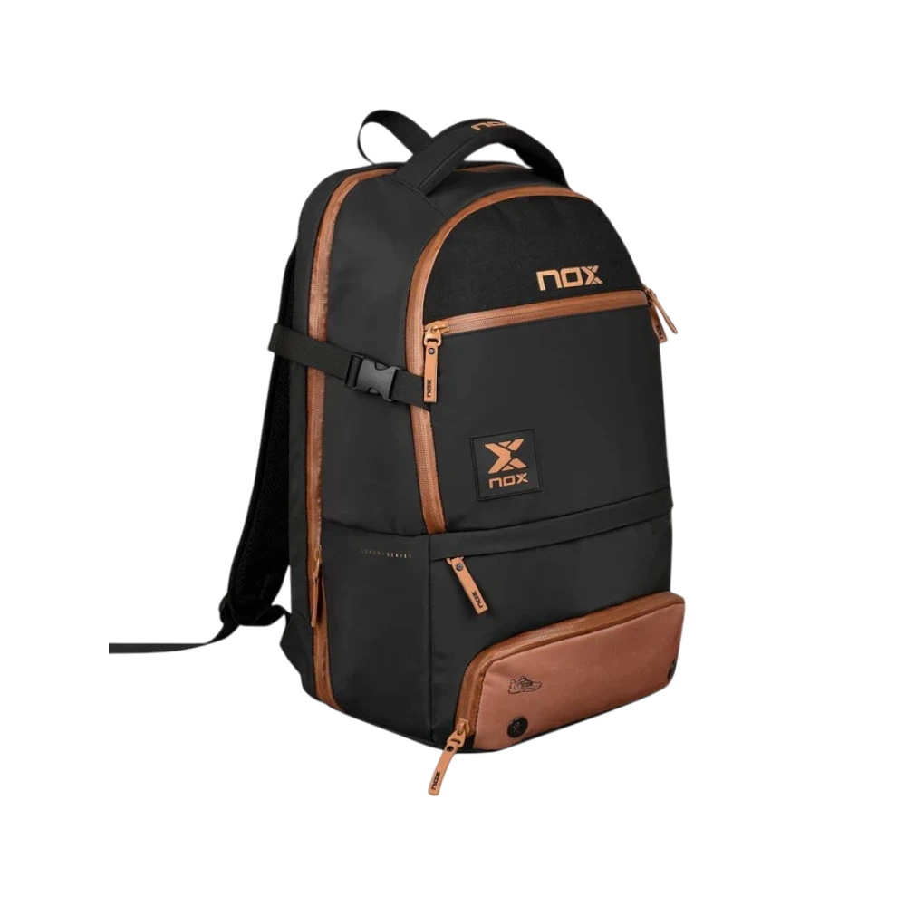 Mochila Nox Luxury Open Series negro y marrón, vista 2