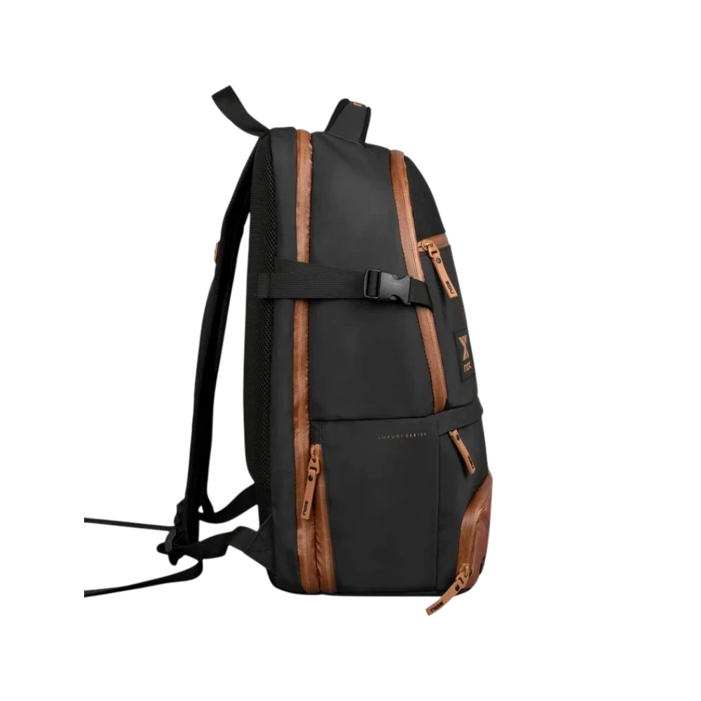 Mochila Nox Luxury Open Series negro y marrón, vista 3