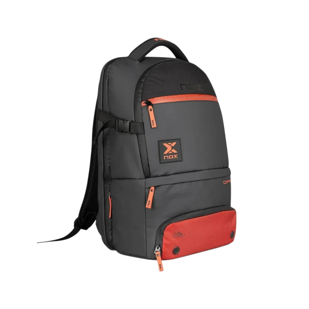 Mochila Nox Luxury Open Series negro y rojo, vista 2