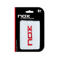 Muñequeras Nox deportivas blancas con logo rojo 2 unidades