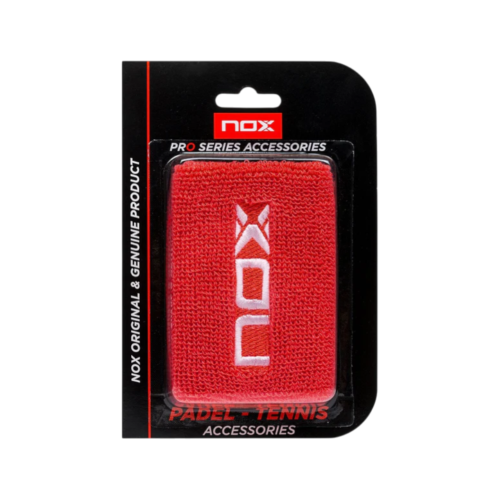 Muñequeras Nox deportivas rojas con logo blanco 2 unidades