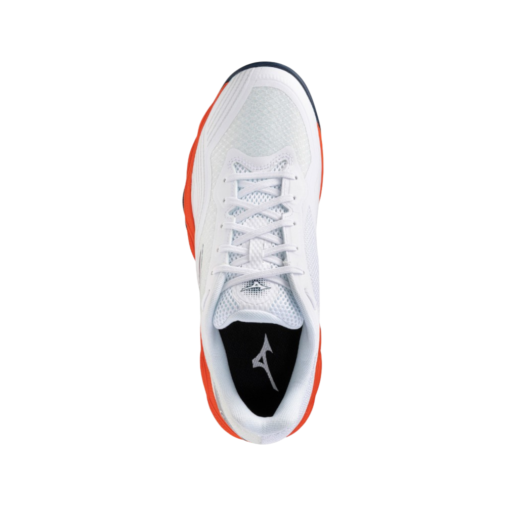 Zapatillas de pádel Mizuno Neo Ace CC de hombre en blanco/azul, vista superior
