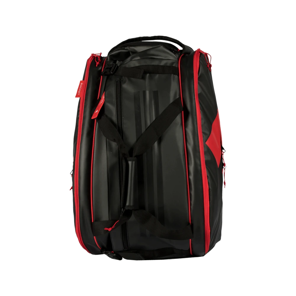 Paletero Adidas Multigame 2026 negro y rojo, vista frontal