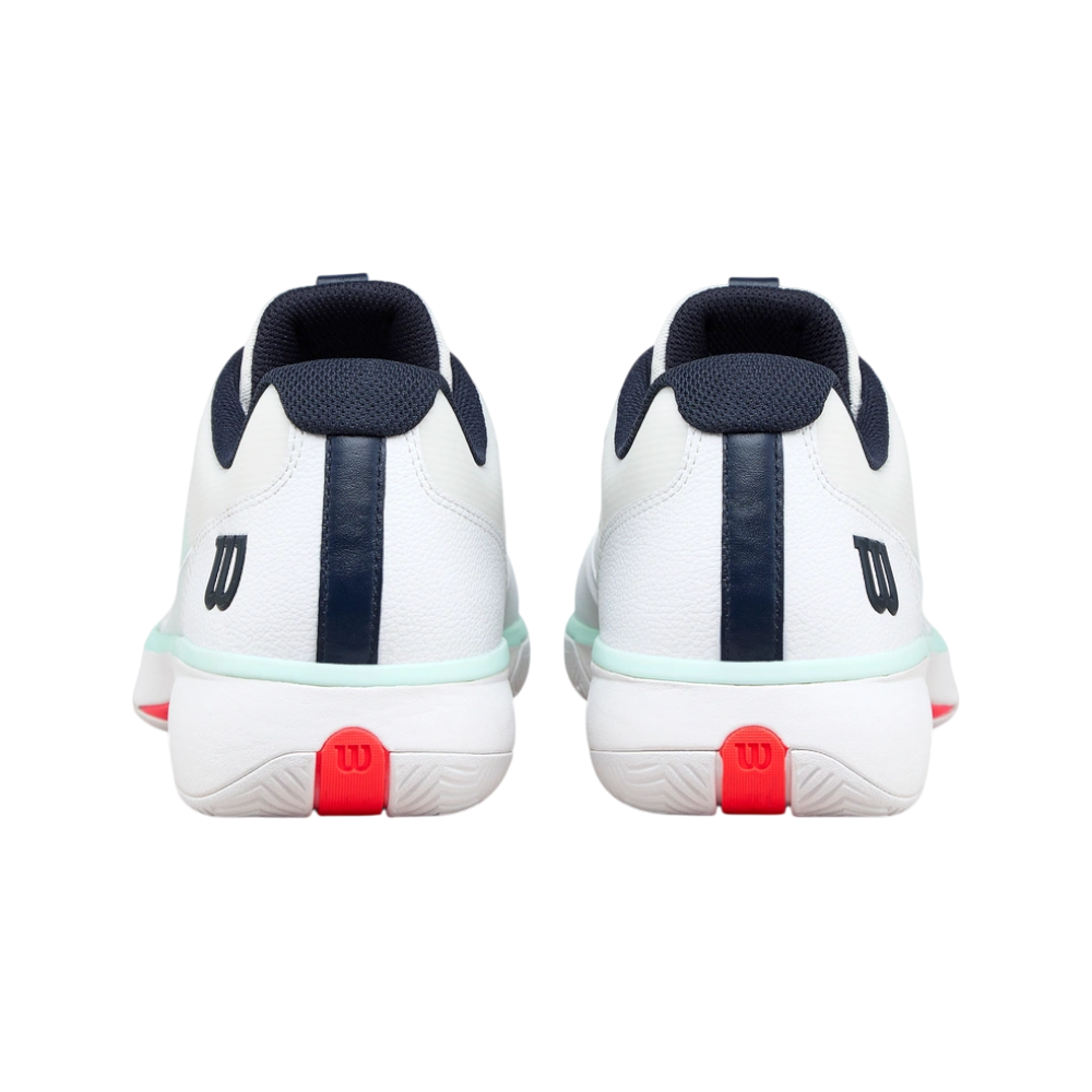 Zapatillas de Pádel Wilson Rush Lite 5 Hombre Blanco/Azul/Naranja — vista trasera del par