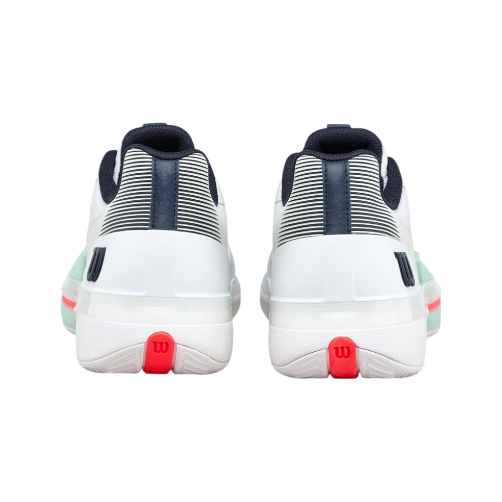 Zapatillas de Pádel Wilson Rush Tour 5 Clay Hombre Blanco/Azul — vista trasera del par
