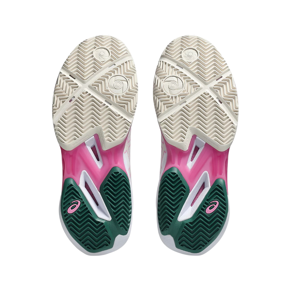 Zapatillas de pádel Asics Sonicsmash FF de mujer en blanco/verde, detalle de la suela