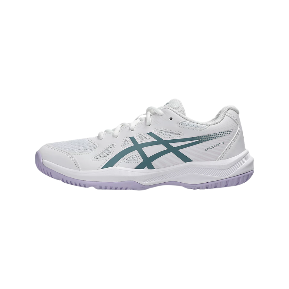 Zapatillas Asics Upcourt 6 GS Junior Blanco/Turquesa — vista lateral