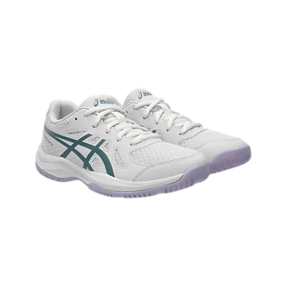Zapatillas Asics Upcourt 6 GS Junior Blanco/Turquesa — vista frontal