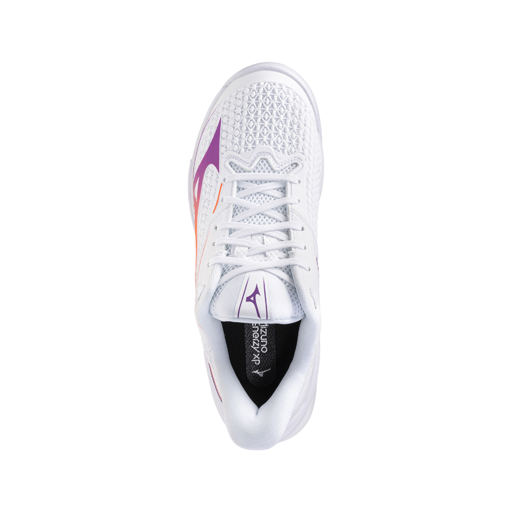 Zapatillas de pádel Mizuno Wave Exceed Tour 7 CC de mujer en blanco/rosa/naranja, vista superior