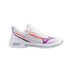 Zapatillas de pádel Mizuno Wave Exceed Tour 7 CC de mujer en blanco/rosa/naranja