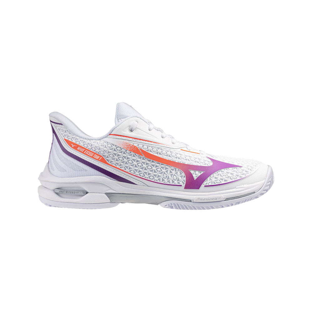 Zapatillas de pádel Mizuno Wave Exceed Tour 7 CC de mujer en blanco/rosa/naranja