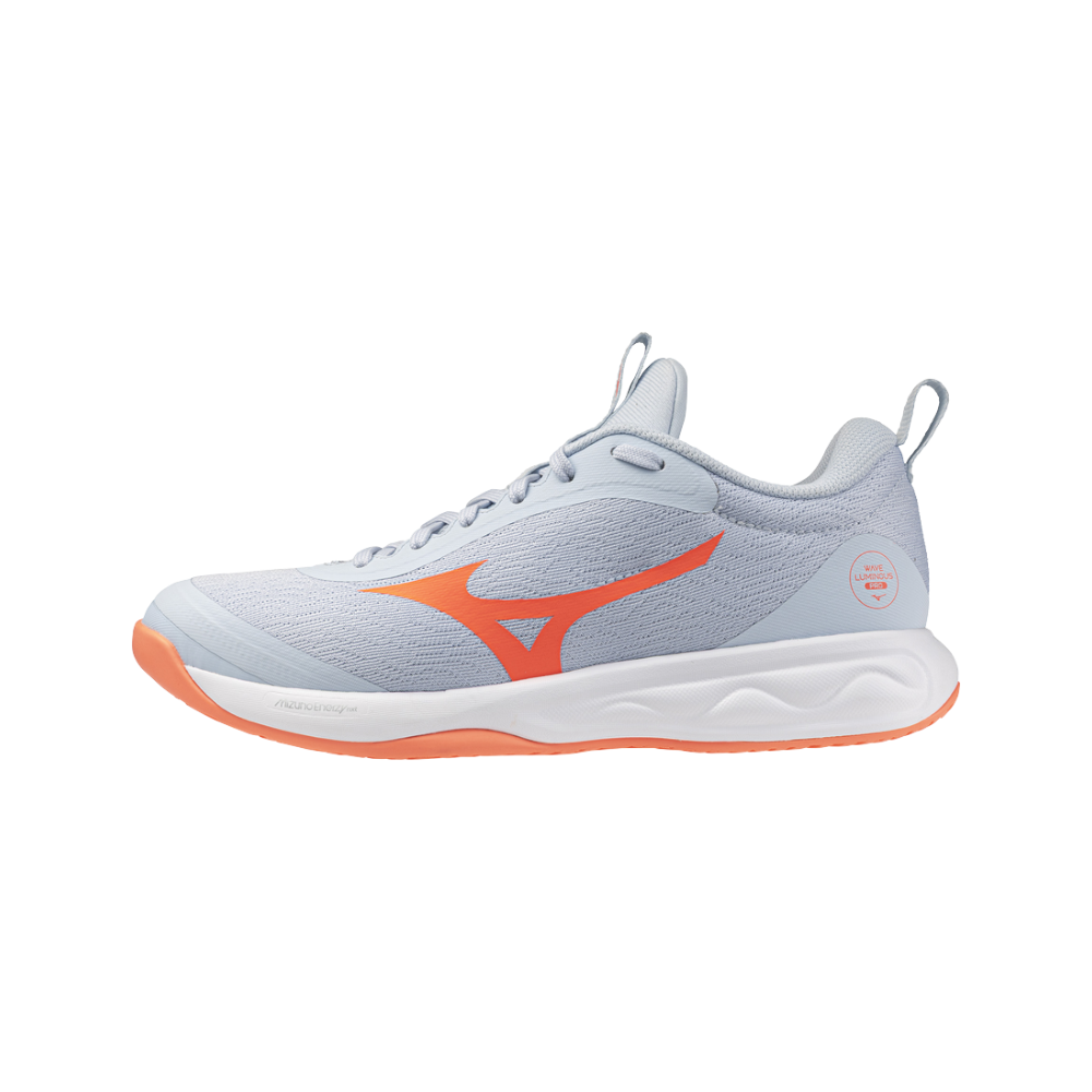 Zapatillas Mizuno Wave Luminous Pro Mujer Azul/Naranja — vista lateral