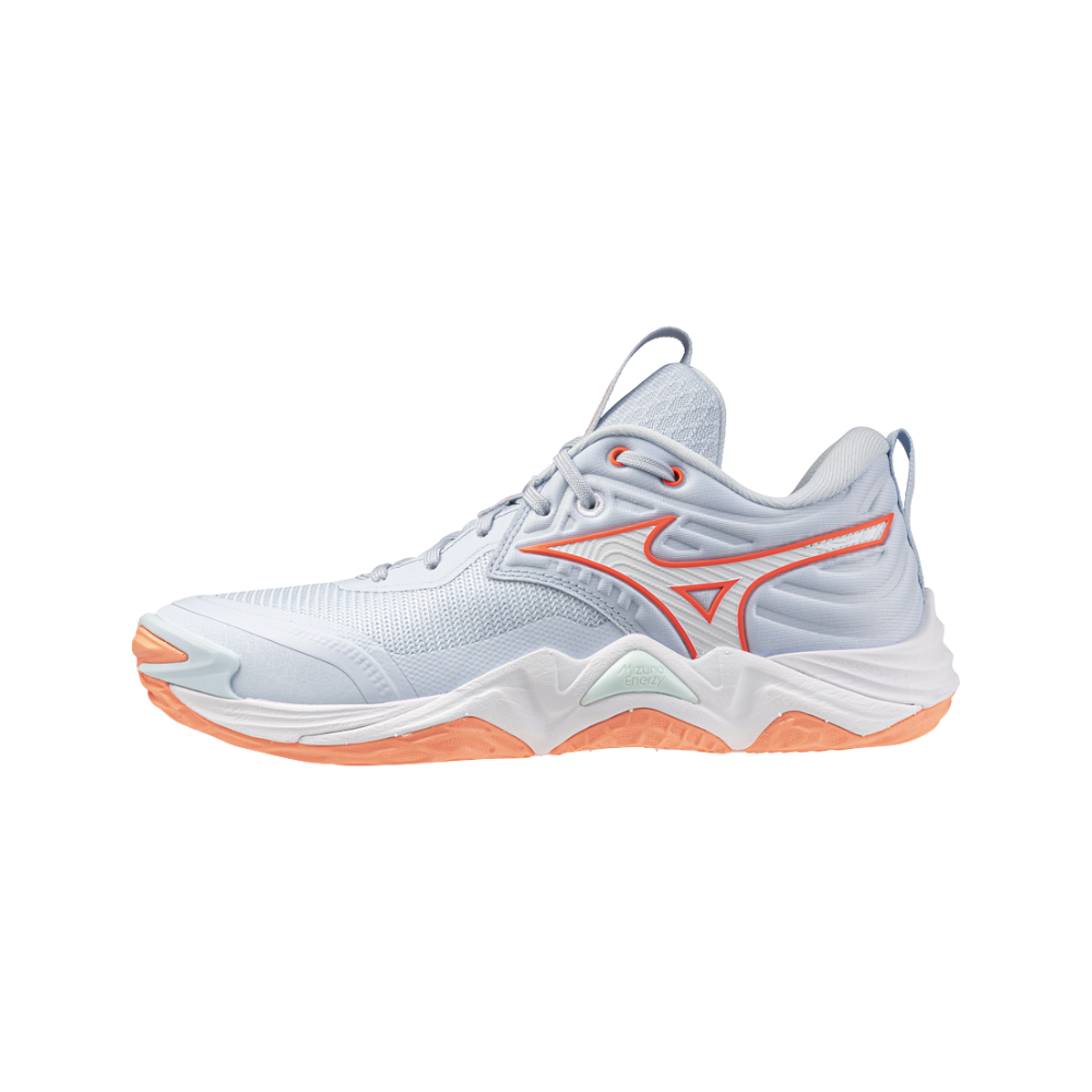 Zapatillas Mizuno Wave Momentum Elite Mujer Azul/Naranja — vista lateral