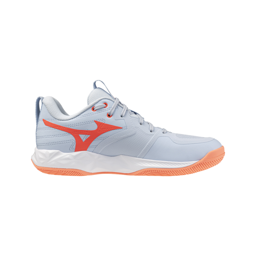 Zapatillas Mizuno Wave Momentum Pro Mujer Azul/Naranja — vista lateral interior