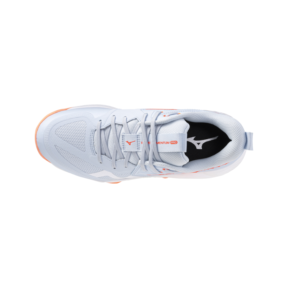 Zapatillas Mizuno Wave Momentum Pro Mujer Azul/Naranja — vista superior
