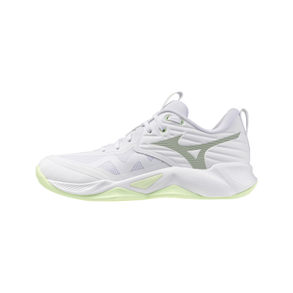 Zapatillas Mizuno Wave Momentum Pro Mujer Blanco/Aqua — vista lateral