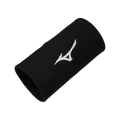Muñequera larga padelhouse Mizuno de color negro con logo bordado en blanco para deportes de raqueta
