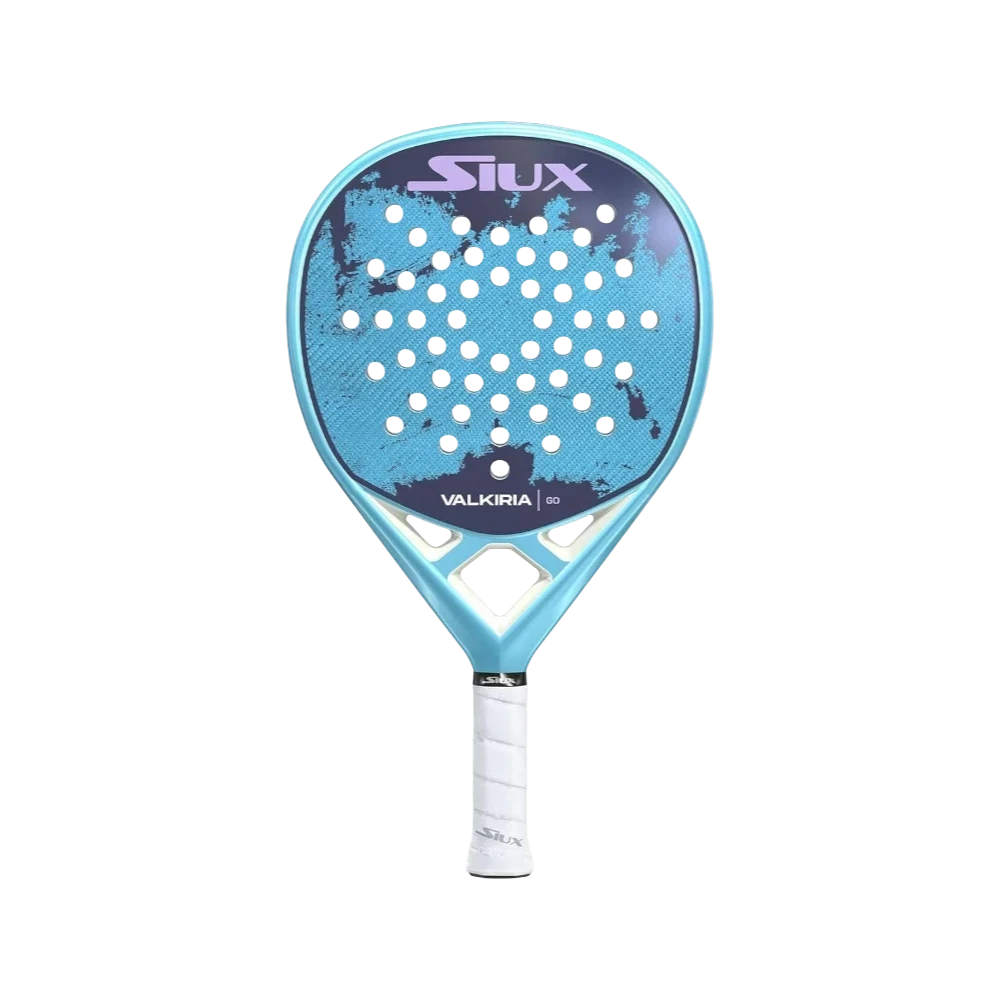 Pala de pádel Siux Valkiria GO de padelhouse en azul celeste y violeta con acabado brillante y diseño ergonómico