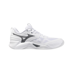 Zapatillas de pádel PadelHouse Mizuno Wave Momentum Pro en color blanco y gris con diseño técnico de malla