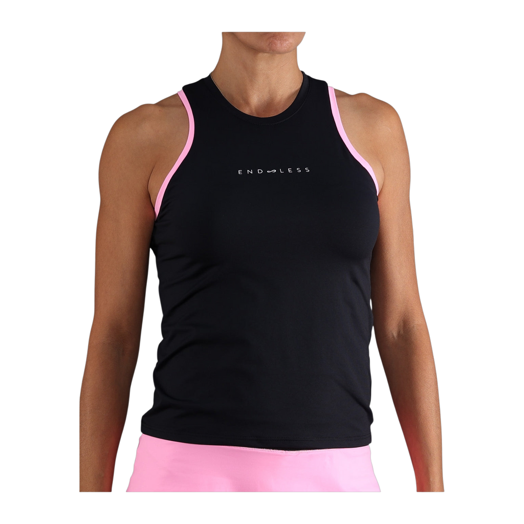 Camiseta de Pádel Endless Essential Mujer Negro/Rosa