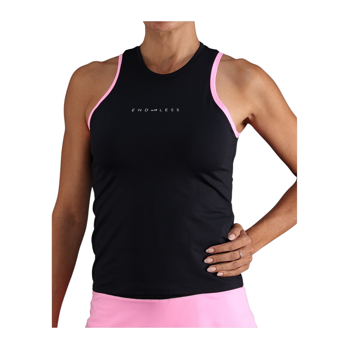 Camiseta de Pádel Endless Essential Mujer Negro/Rosa (3)